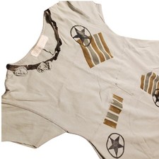 BLUE FISH VTG Dress Blue Gray Stars and Stripes Green Patriotic Military Colors