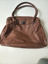 Brown Leather Tote Bag Large Shoulder Handbag Distressed Slouchy Zip Pockets