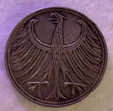 1972-F Germany 5 Deutsche Mark - KM#112 - 62.5% Silver 11.2g Coin