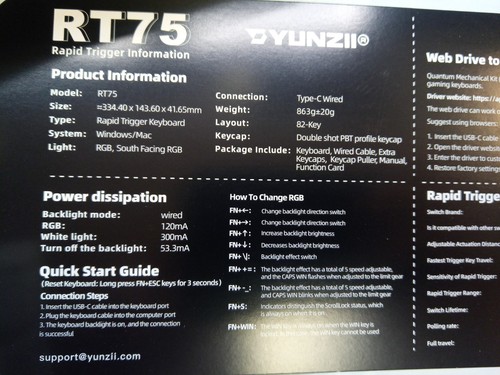 YUNZII RT75 Rapid Trigger Gaming Keyboard Hall Effect Magnetic Switch RGB Backli - Picture 13 of 17