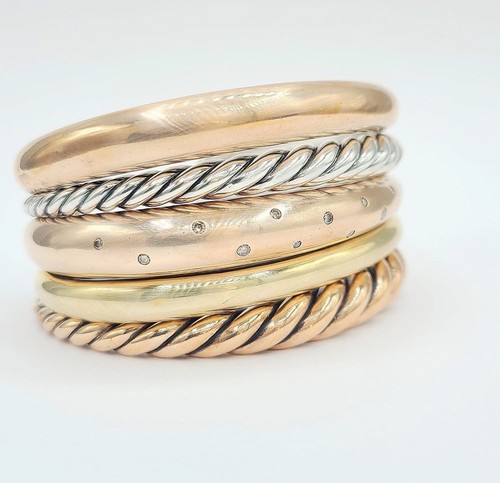 David Yurman Pure Form Five-Row Bracelet with Cognac Diamonds