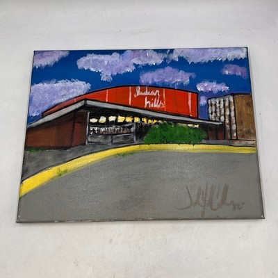 INDIAN HILLS CINERAMA W DODGE ST OMAHA NE PAINTING 14X11'' SIGNED MOVIE THEATRE