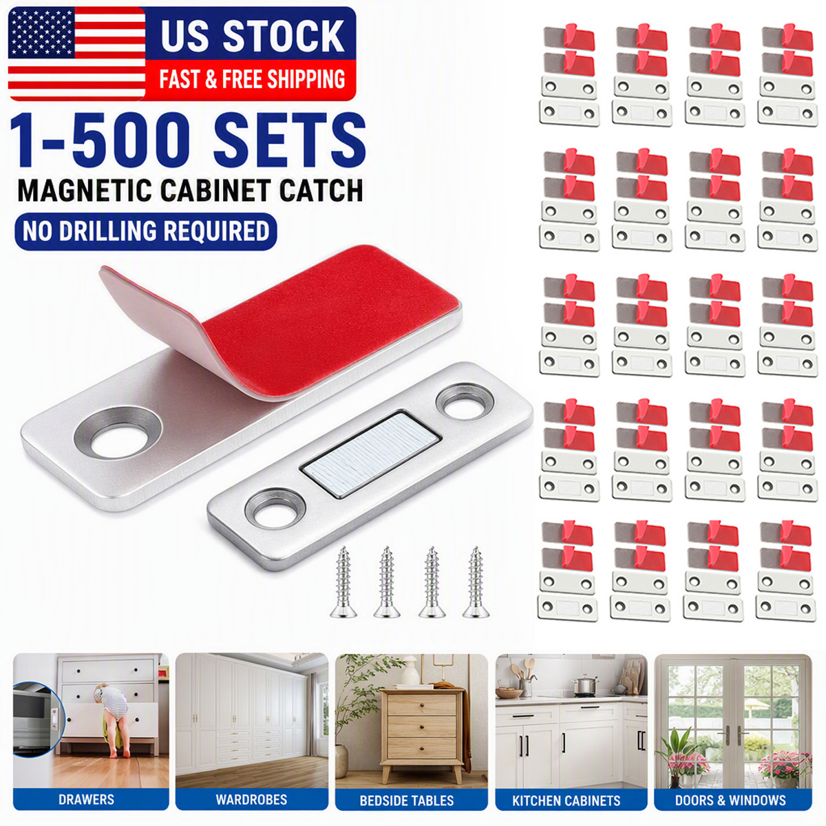 LOT Strong Magnetic Door Closer Cabinet Catch Latch Cupboard Ultra Thin Closures