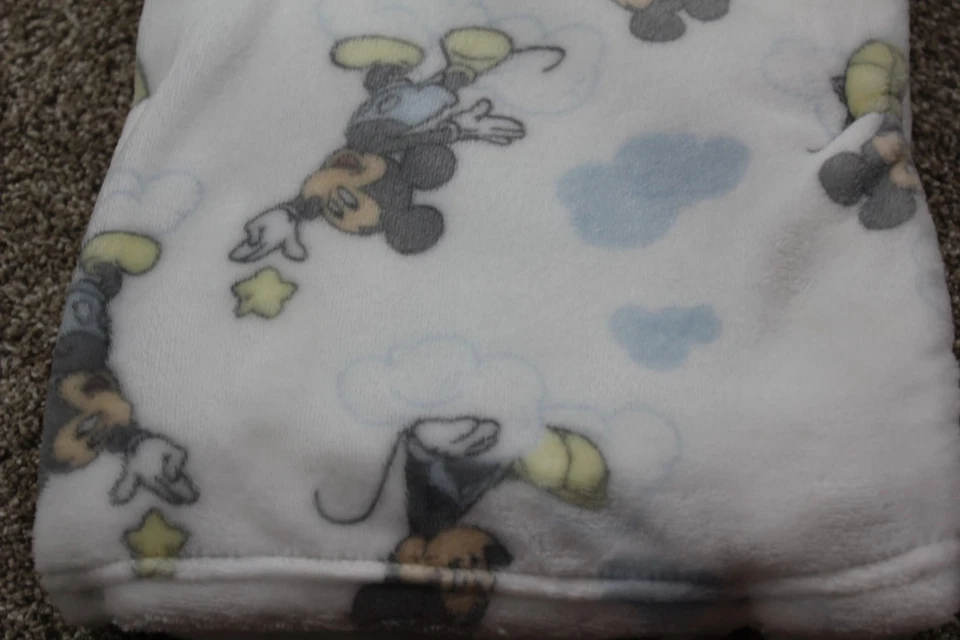 Disney Baby Mickey Mouse Fleece Blanket Cloud Star White Blue Infant Boys NWT - Image 3 of 4