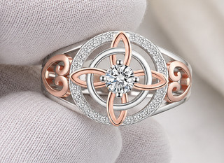 925 Sterling Silver VVS1 Moissanite Diamond Look Geometric Ring Size 7 Women