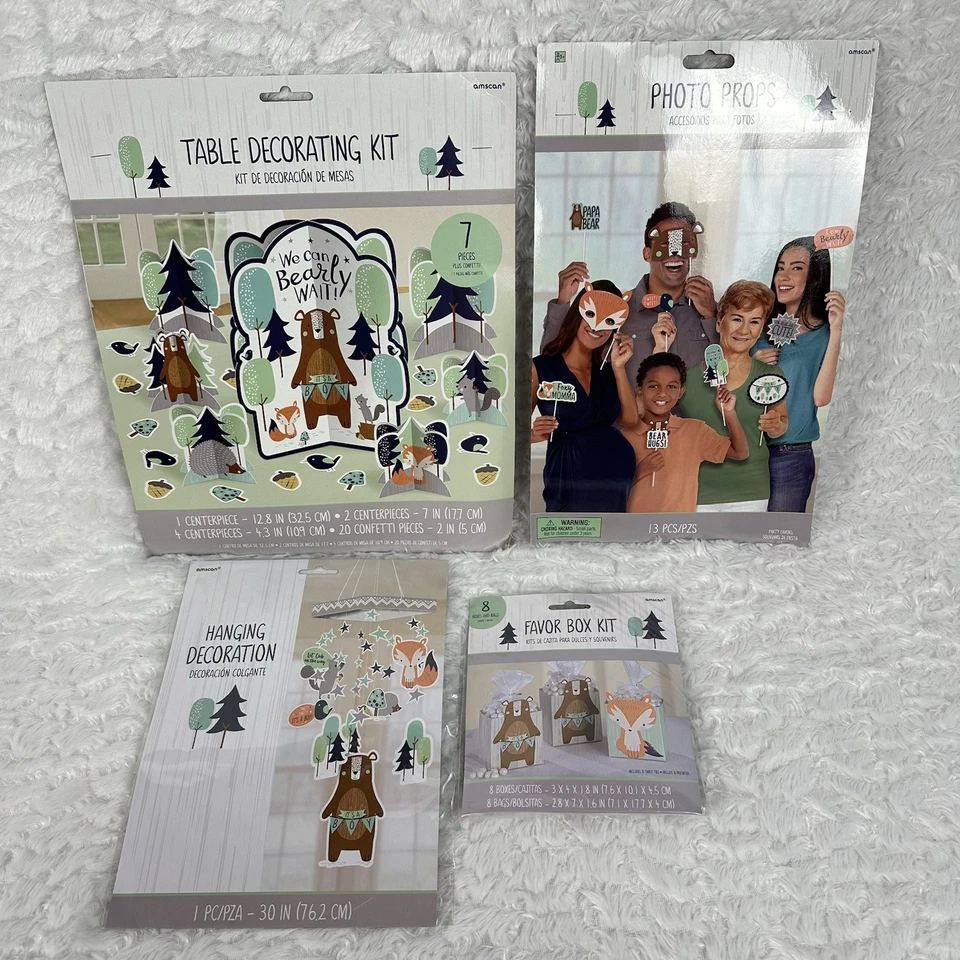 Woodland Baby Shower Boy Girl Bear*Fox*Porcupine*squirrel 29 Piece Decorations - Image 2 of 4