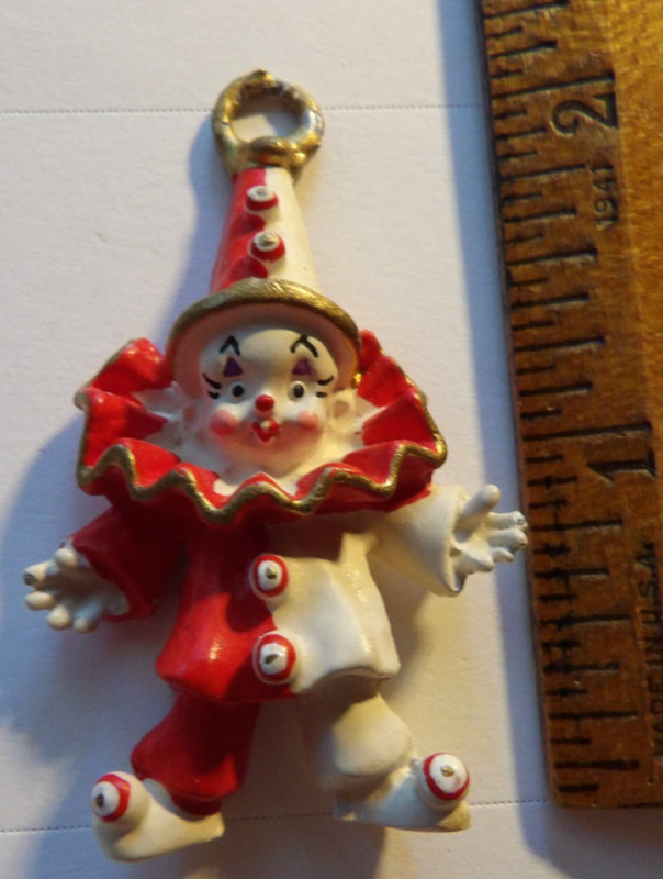 Hand Painted Pewter Germany double sided Christmas ornament Clown! vintage