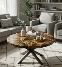Tiger Eye Stone Table Top – Polished Gemstone Furniture for Modern Living Room