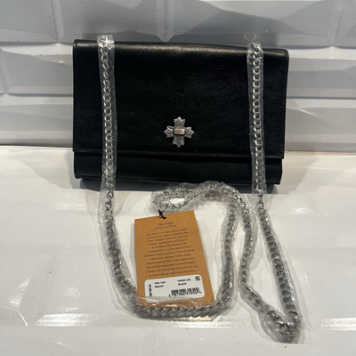 Patricia Nash Giada Chain Black Leather Crossbody Bag New