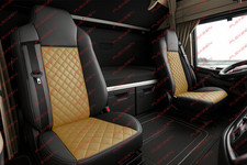 2x Coprisedile Beige Camion 1+1 Ecopelle Imbottita per Iveco Stralis S-Way 2021+