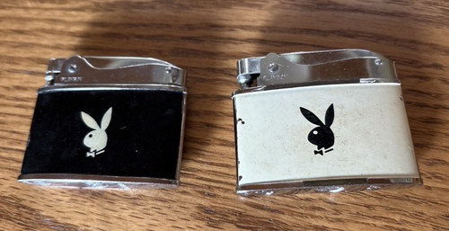 1960s Playboy Bunny Logo Collectible Lighters Pair - Black and White Untested