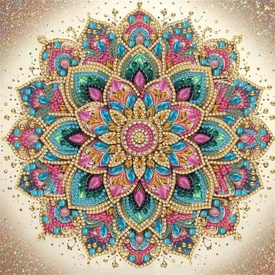 Mandala Flower Special Shaped Diamond Art Kits for Adults,5D Diamond Painting Ki