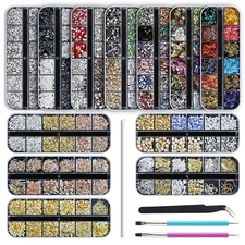 Nail Rhinestones  12 Boxes, Nail Gems Nail Diamonds,Nail Art Studs Nail Crystals