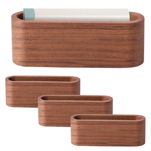 4 Pcs Wood Business Card Holder Single Slot Business Card Case for StXad - Picture 7 of 11