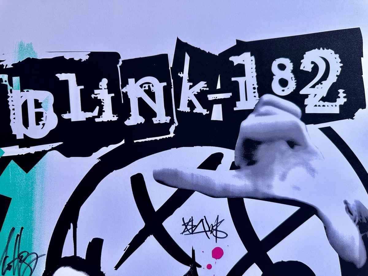 Blink 182 SIGNED Poster Lithograph VIP 10 Year Anniversary