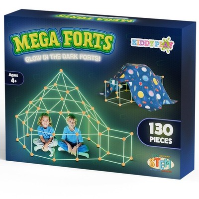 KiddyPlay Mega Forts 130-teiliges Glow in the Dark Fort Bausatz für Kinder Glow