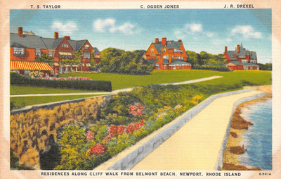Residences Cliff Walk Belmont Beach Newport Rhode Island Postcard
