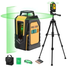 360° Laser Level with Tripod, 100Ft Cross Line Leveler- Green Horizontal Line...