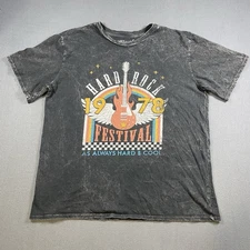 Hrt & Luv T-Shirt Women's M Gray Hard Rock Festival Mineral Washed USA