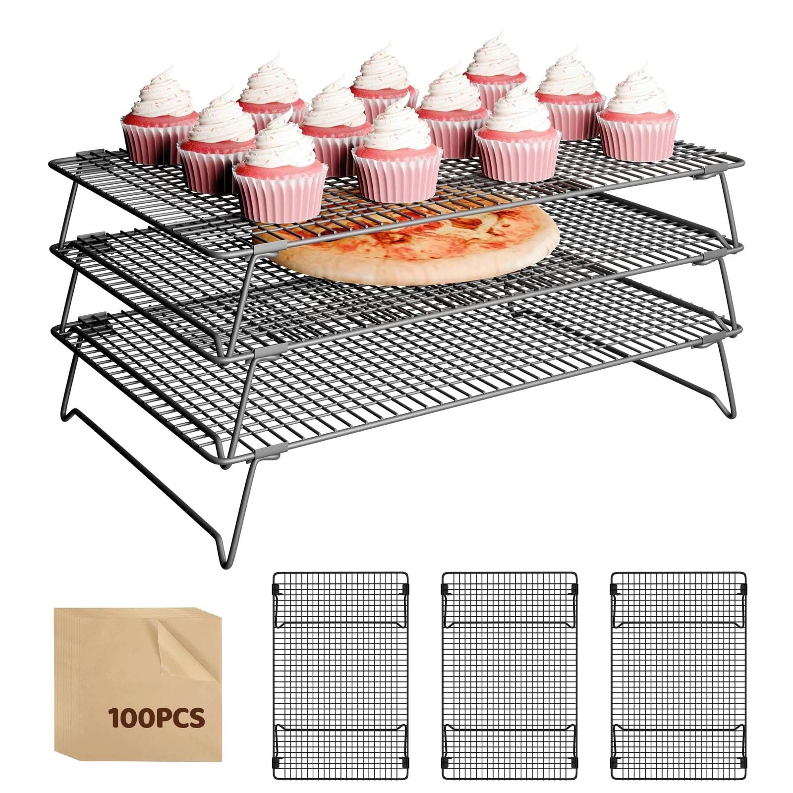 3 Layer Detachable Collapsible Cooling Racks, 17 * 11 Inch Cooling Wire Rack ...
Opens in a new wind