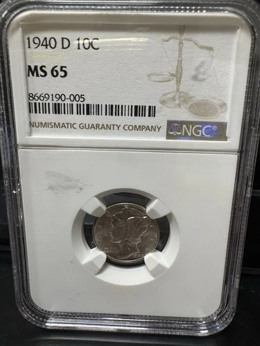 1940-D 10C MERCURY SILVER DIME "DENVER MINT" NGC MS65 Free Shipping