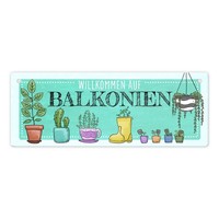 Willkommen Auf Balkonien Metallschild In TüRkis