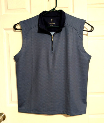 Fairway & Greene F&G Tech Golf Vest Mens XL 1/4 Zip Sleeveless Pullover Blue Geo