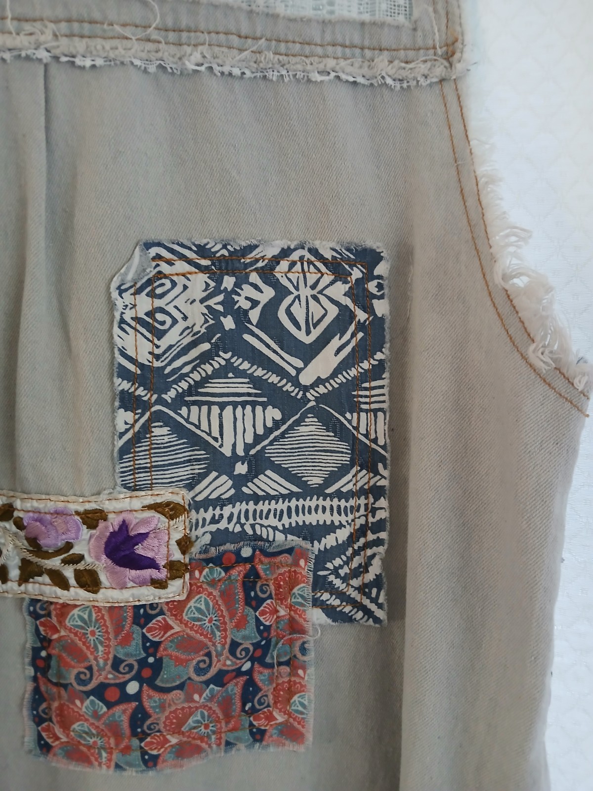 POL Large Button Down Denim Dress Sleeveless Patc… - image 8