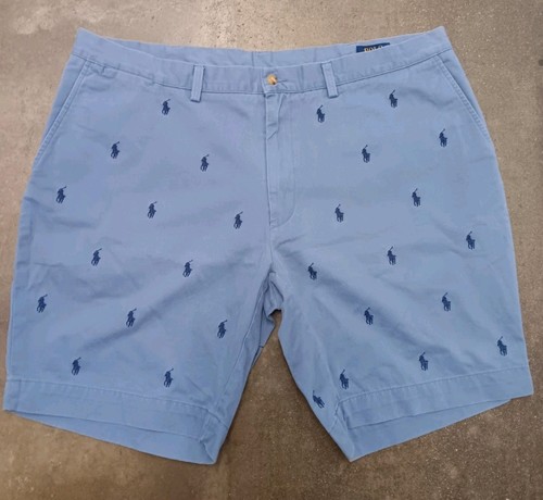 Ralph Lauren Polo Blue Men’s Shorts Sz.42 ALL OVER Print Polo Big Clothing Pony