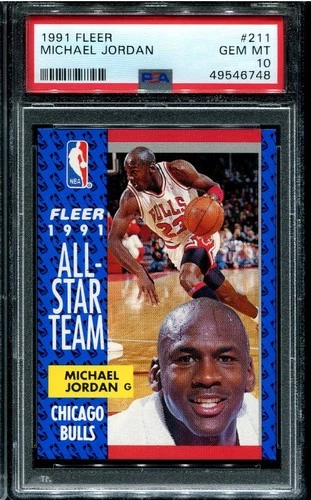 PSA 10 GEM MINT 1991 FLEER MICHAEL JORDAN #211 BULLS 46748 HOF B216