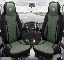 Schonbezüge Sitzbezüge für Peugeot 108 Bj 2014-21 in Schwarz/Olivgrün PLKT213