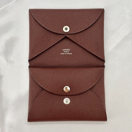 HERMES Calvi Duo Wallet Rouge Sellier Epsom Leather Stamp K Unused