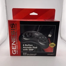 Retro-Bit Official Sega Genesis 6-Button Arcade Pad Brand With USB Black
