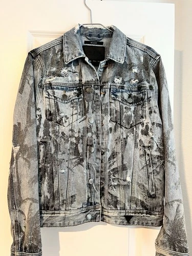 Vintage GUESS Palm Tree/Denim Jacket size S RARE! video thumbnail
