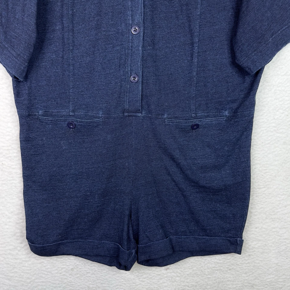 Синий вязаный эластичный комбинезон Marc By Marc Jacobs короткий размер S на пуговицах свободного покроя - Изображение 3 из 4