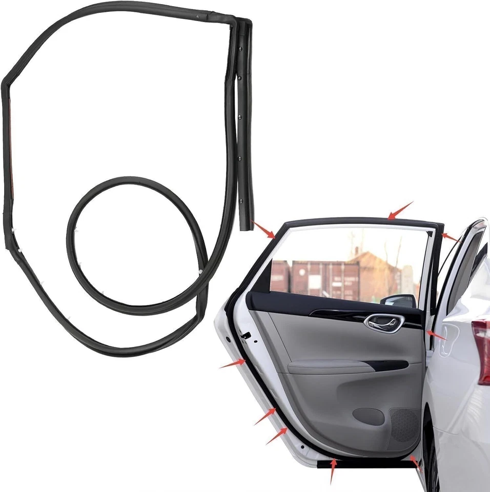 Vedação de borracha de porta de substituição tira meteorológica traseira RH&LH para Nissan SENTRA Giwthxnjj - Imagem 3 de 4