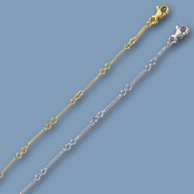 Gedrehte Stab Gliederkette Halskette echt massiv 14K Weißgold ALLE GRÖßEN
