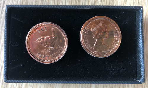 Penny & Farthing Coin Cufflinks 1977 1943 Birthday years Celebration - Picture 5 of 6