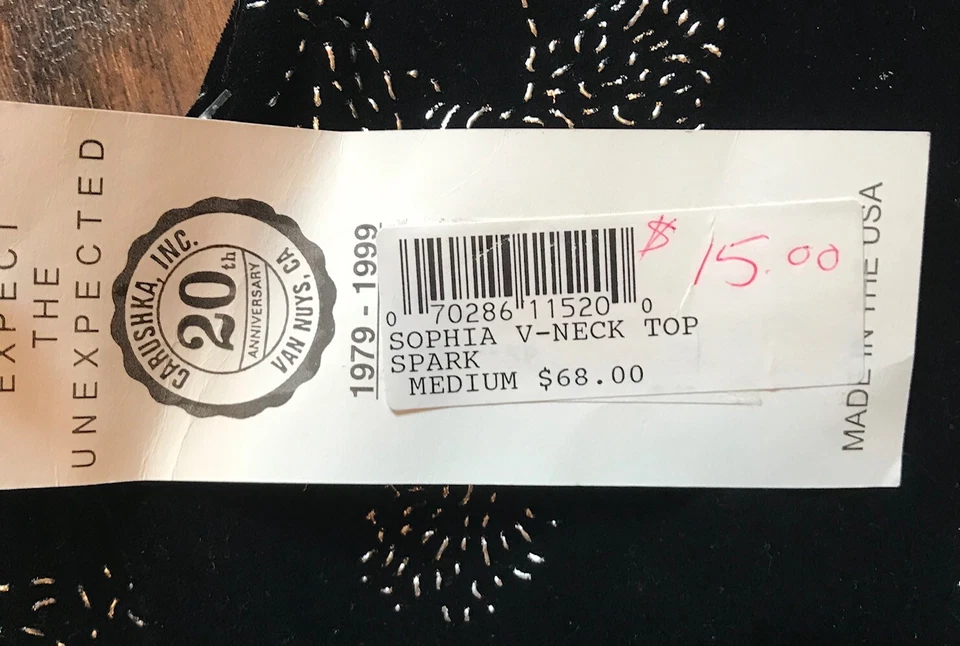 Carushka Bodywear Sophia Black Hollyday Velvet Spark V-Neck Top Size Medium NWT - Image 3 of 3