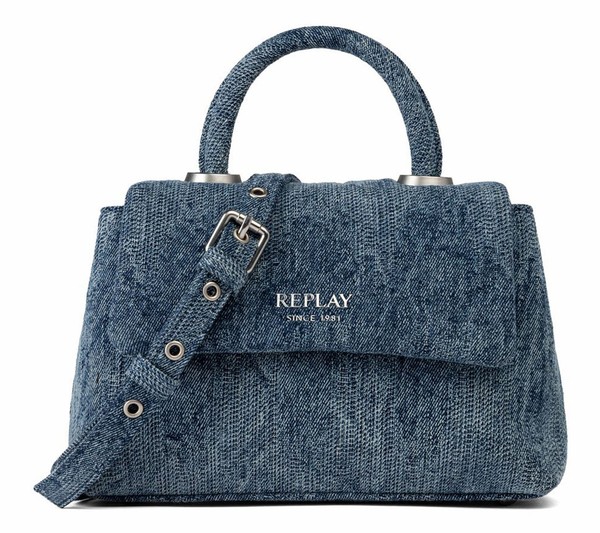 Replay Hand Bag Handtasche UmhäNgetasche Tasche Washed Denim Blau Neu-image