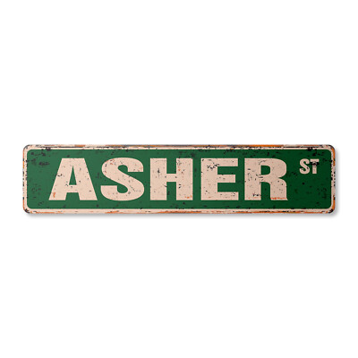 ASHER Vintage Street Sign Childrens Name Room Metal Sign
