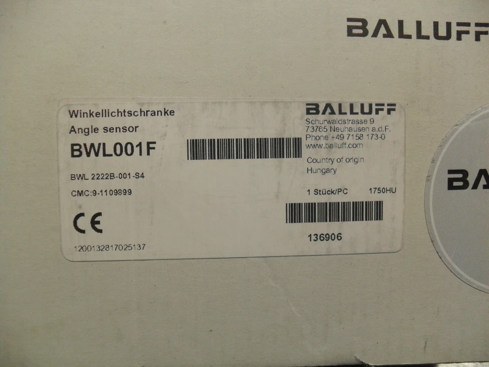 BALLUFF BWL001F Angle sensor; Infrared Sensing Distance 22mm; 14.0x99.5x45.4mm - Image 3 of 3