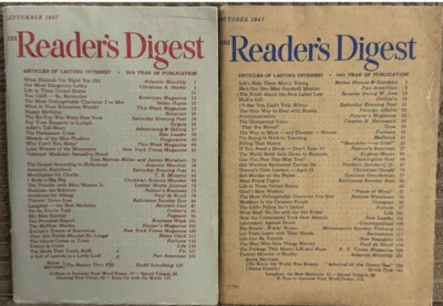 1947 September October READER'S DIGEST MAGAZINE Vintage History Short Stories