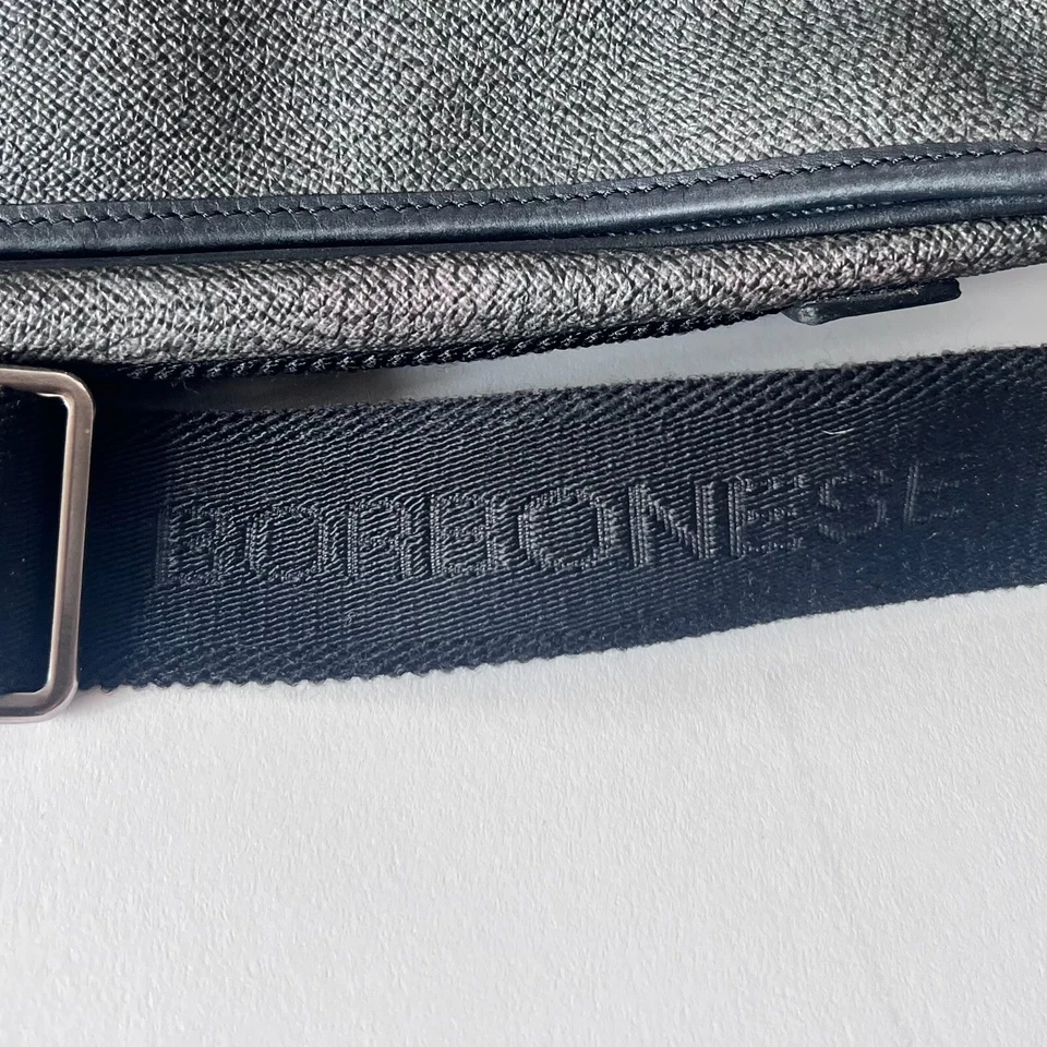 Bolso de Hombro Borbonese para Laptop Gris Negro Práctico Bolso de Oficina Hecho en Italia Foto 4 de 4
