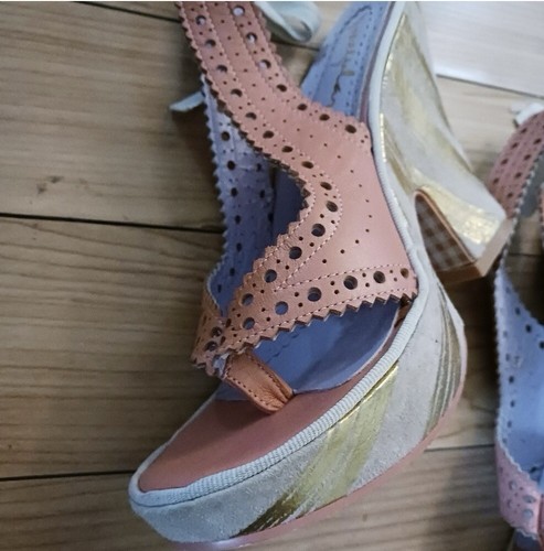 IRREGULAR CHOICE WEDGED SANDALS WITH TIE-BACKS (Size 39, BUT MORE LIKE A 38) - Picture 5 of 9