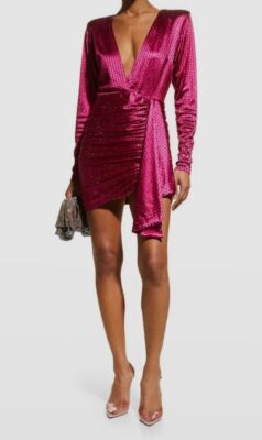 raisa vanessa pink dress Pink Chiffon Mini Dress with Round Sequins RAISA VANESSA INT