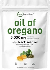 Micro Ingredients Oil of Oregano Softgels 6000mg Per Serving 300 Count  NEW