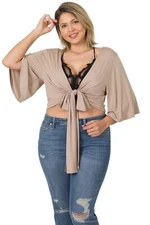 Plus Size 2 Way Crop Wrap Ash Mocha 1XL