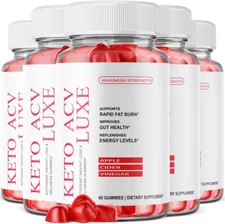 (5 Pack) Luxe Keto ACV Gummies, Luxe Apple Cider Vinegar Gummies (300 Gummies)