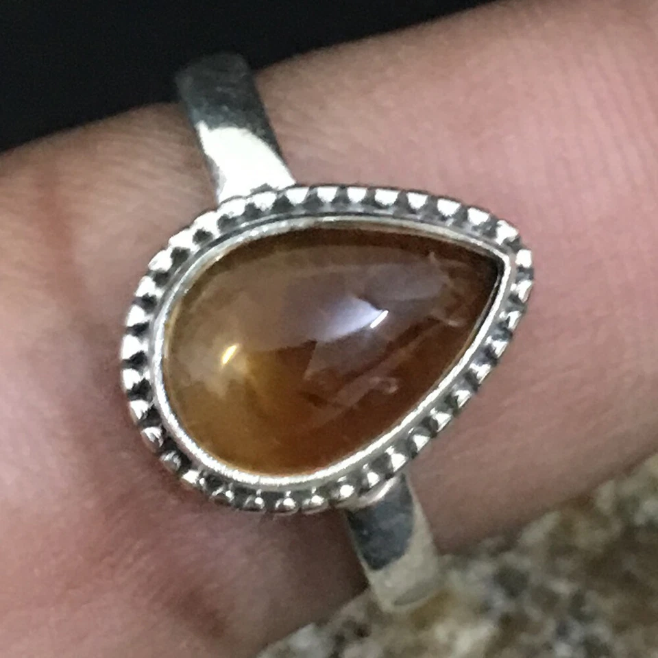 Handmade Sterling Silver Natural Citrine Pear Shape Rose Gold/Gold Plated Gift - Image 3 of 4